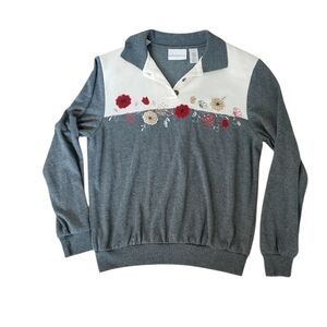 Vintage Alfred Dunner. Long Sleeve. Small. Grey. Floral.